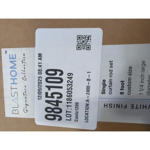 BlastHome® Non-Adjustable Luxury Curtain Rods for Windows, 1 ¼” Rod Set, 8 foot Fixed Length (Two Rods Connect for a Seamless Look), Brushed White