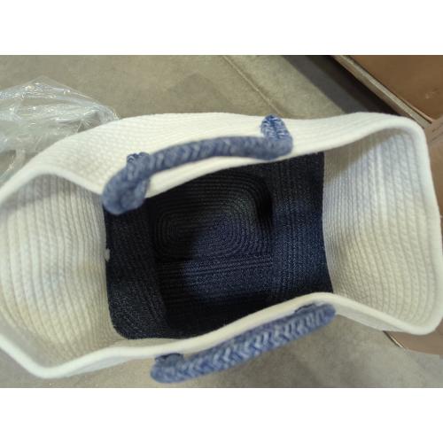 Laundry Basket,Woven Cotton Rope Laundry Hamper,Versatile Storage for Dirty Clothes,Baby Toys,and Blankets in Bathroom, Nursery,and Living Room (Blue, 40L)