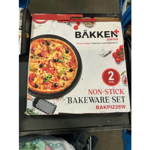 Bakken- Swiss Non-Stick Pizza Pan with Holes - 13-Inch Perforated Pizza Crisper Carbon Steel Pizza Pan - 2 Round Pizza Trays - PFOA PFOS and PTFE Free