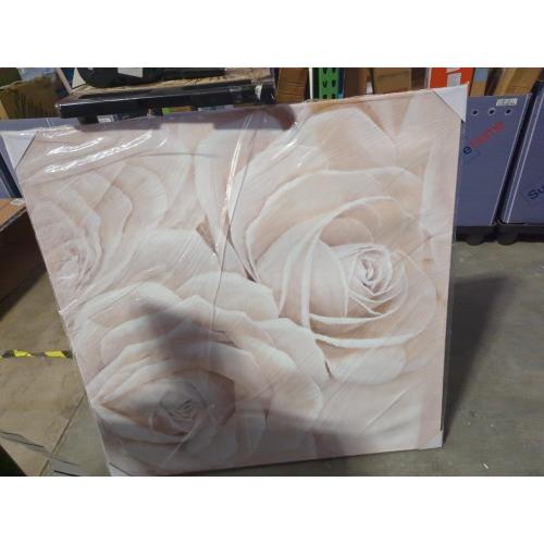 Yihui Arts White Flower Canvas Wall Art with Textured - Square Artwork for Bedroom Over Bed Decor