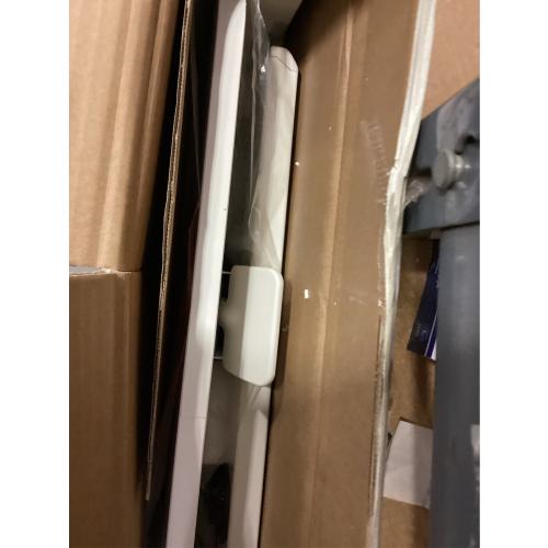 Small Electric Standing Desk - Adjustable Height Bedside Laptop Table with Wheels, Mobile, Portable Rolling Computer Workstation Sit Stand Table for Home Office, Sofa, Couch Use WHITE