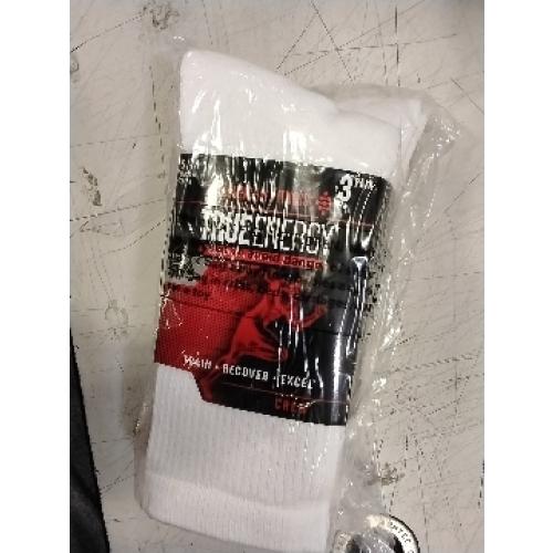 12 pairs True Energy Crew Cotton Socks (White Fit Men's Shoe Size S/M)