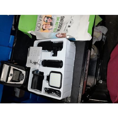 DigiPower Follow ME #GoViral Vlogging Kit for Cameras & Phones | with Microphone, 36 LED Light, Smartphone Grip, Wireless Shutter Remote, Tripod | Vlogging Equipment for YouTube, Instagram & Tiktok