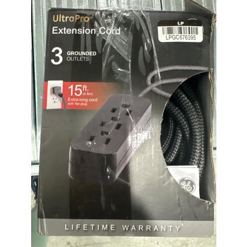 GE 15-ft 16/3 Black 3 Prong Indoor SJT Light Duty