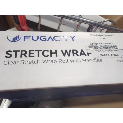 Size 15 inch FugaCity Stretch Wrap Film-15 Inch 1000 ft 60 Gauge Shrink Wrap for Pallet Wrapping, Industrial Strength 1 Roll Pallet Wrap with Handles, Moving Supplies Plastic Wrap Roll, 500% Stretch, Transparent