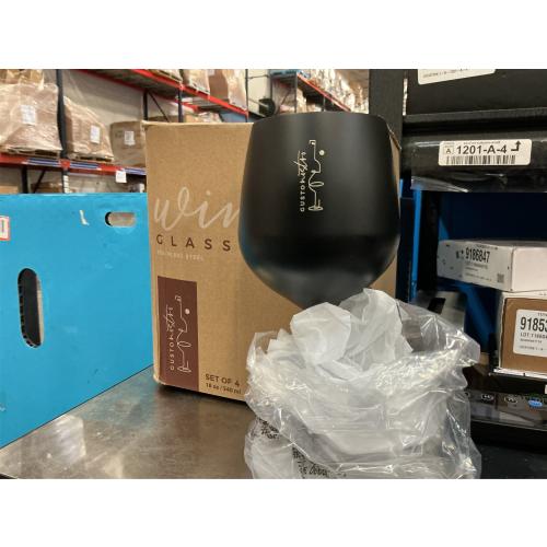 Gusto Nostro Stainless Steel Wine Glass - 18 oz - Unbreakable Black Wine Glasses for Travel, Camping and Pool - Fancy, Unique and Cool Portable Metal Wine Glass for Outdoor Events, Picnics (Set of 4)