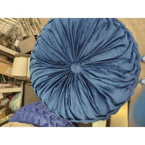 Lush Decor Round Pleated Soft Velvet Decorative Throw Pillow, 1 Count, 15 Diameter, Navy - Blue Plush Round Pillow, Seat Cushion, Decorative Pillows For Bed, Couch, Or Chair