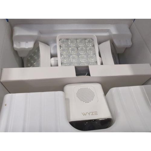 Color White Wired Outdoor Wi-Fi Floodlight Pro Home Security Camera with 2K Resolution and App Control, Works with Alexa and Google