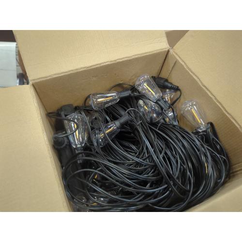 Size 60ft Stright Solar Powered String Light 240FT with Remote Control 8 Light Modes, Weatherproof Shatterproof ST38 LED Bulb, Total 60 Sockets, 1 to 4 Splitter cord String Lights (End to End 60FT, Total 240FT)