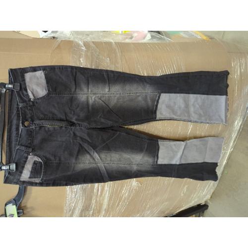 THUNDER STAR Women Large Patchwork Flare Jeans Stretch High Waisted Bell Bottom Raw Hem Denim Pants