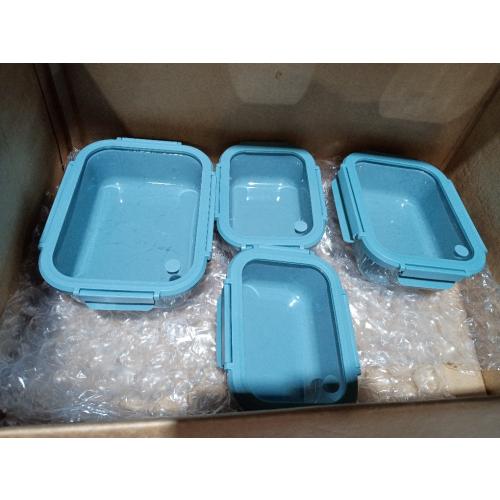 Safdie Ceramic Food Storage Set, 4 Containers with Glass Lids, Leak-Free Kitchen Containers (Blue)