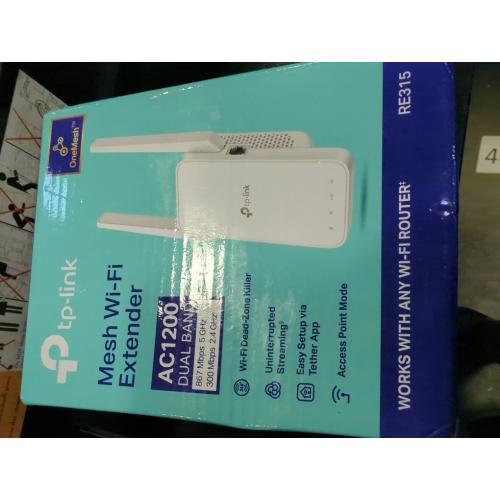 TP-Link AC1200 WiFi Extender, 2025 Wirecutter Best WiFi Extender, 1.2Gbps Home Signal Booster, Dual Band 5GHz/2.4GHz, Up to 1600 Sq.ft and 32 Devices, EasyMesh Compatible, One Ethernet Port (RE315)