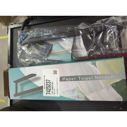 Paper Towel Holder, Self Adhesive or Drilling Paper Towel Holder Under Cabinet, Stainless Steel Black Paper Towel Holders Wall Mount for Kitchen, Bathroom, Sink, Pantry, Fridge