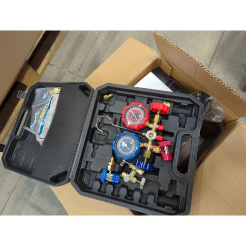 Orion Motor Tech AC Vacuum Pump and Gauge Set, 1/4 hp 3.5 cfm Vacuum Pump Manifold Gauge Kit with 3 Hoses Adapters & Accessories for R134a R12 R22 R502, A/C Vacuum Pump Kit for Auto HVAC Systems