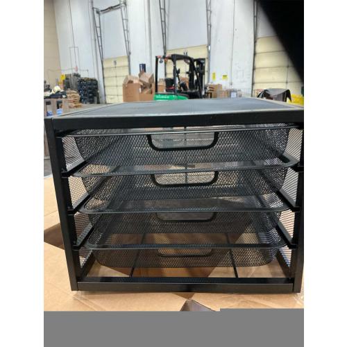Natwind Mesh Desk Organizer with 4 Tier Sliding Drawers, Office Supplies Desktop Organizers and Accessories Stationery Storage, Paper Sorter, File Binder Organizer for Home Office School,Black