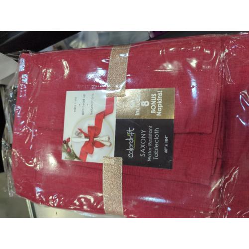 Colordrift Saxony Water Resistant Red Tablecloth 60 x 104