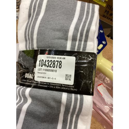 All-Clad Striped Dual Kitchen Towel in Pewter 2 pack