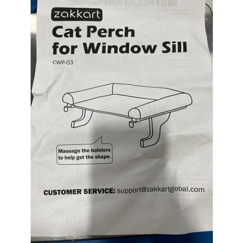 Zakkart Cat Perch for Window Sill with Bolster - Orthopedic Hammock Design with Premium Hardwood & Robust Metal Frame - Cat Window Seat for Large Cats and Kittens -Gray