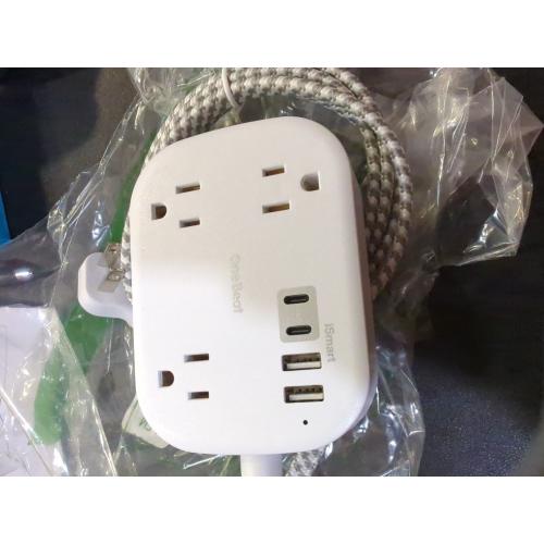 Cruise Essentials 2025,One Beat Travel Power Strip with USB C,Flat Plug Extension Cord with 3 Outlets 4 USB Ports(2 USB C),5 ft Desk Wall Outlet Extender,Non Surge Protector for Cruise,Dorm Room,ETL