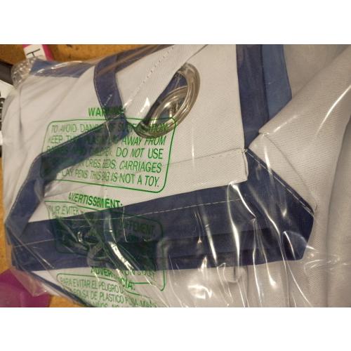 Lush Decor Block Border Grommet Blackout Window Curtain Panel Single 40 W x 84 L White & Navy - Blackout Curtains for Bedroom - White Curtains