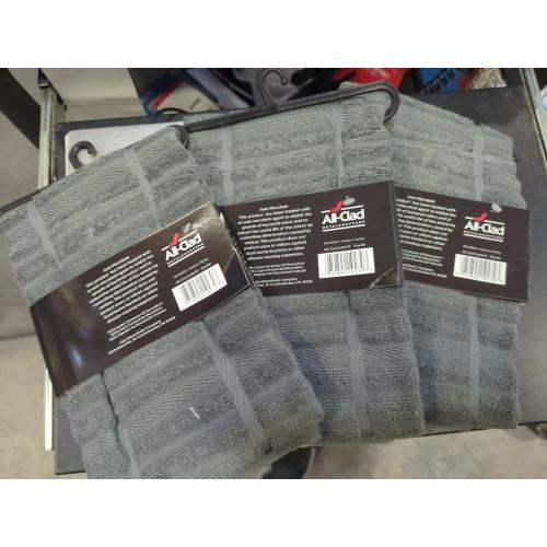 All-Clad Solid Kitchen Towel: Highly Absorbent, Super Soft Long Lasting - 100% Cotton, 17x30 Tea Towel for Cleaning & Drying Dishes, Pans, Glassware, or Countertops, (3-Pack), Pewter