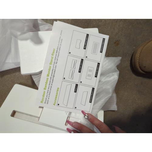 Bamboo Dual Monitor Stand Riser White, 2-Tier Desk Monitor Riser for 2 Monitors, Supports for PC Computer Monitor, Printer, Heavy TV Riser up to 300 lbs, White