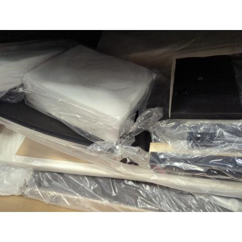 King Bed Frame Cream With Wingback Studs