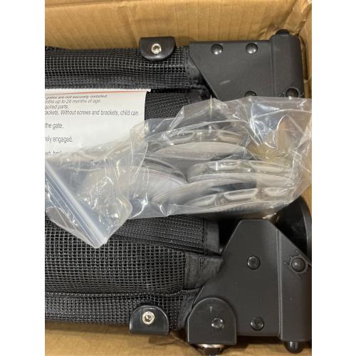 No Drill Baby Gate for Stairs No Bottom Bar, 34-55” Punch Free Dog Gate with Large Walk Thru Door, Mesh Dog Gate for The House, Swing & Dual Openings, No Drilling Pet Gates for Doorways, Black