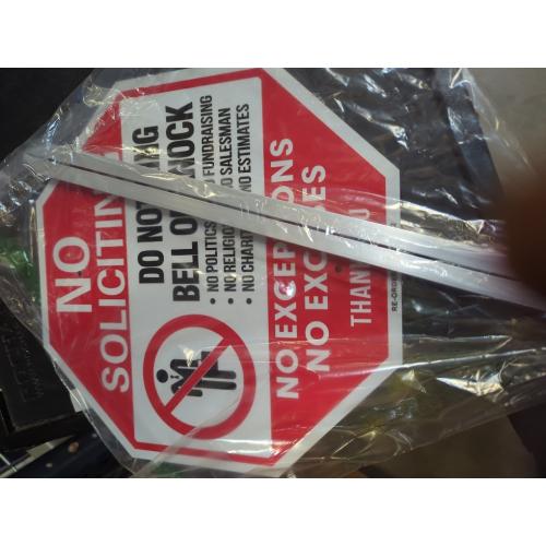 No Soliciting Sign for House With Stake - 12W x 36H Aluminum Do Not Ring Bell or Knock Sign - No Exceptions for Yard, Easy Install, Weather Resistant