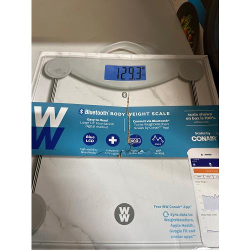 Bluetooth Body Weight Scale Clear - Weight Watchers: Digital Glass Bathroom Scale, LCD Display, 400 lb Capacity