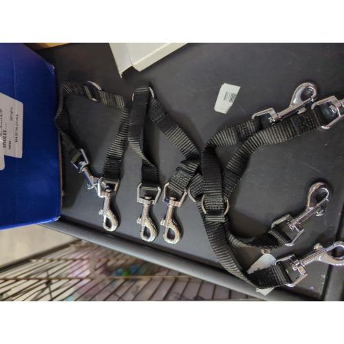 Reginary 4 Pieces No Tangle Dog Leash Couplers Black Double Clip Leash for Two Clasp Dog 0.6 Inch Wide Heavy Duty Nylon for Large Pet Walking Supplies, 4 Inch