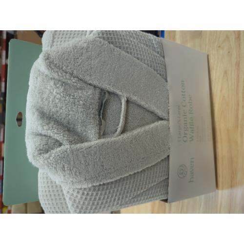 Haven Waffle Large/X-Large Organic Cotton Robe in Lunar Rock