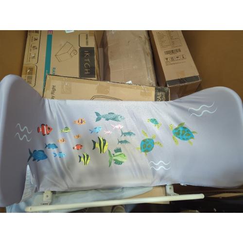 GREY With Fish Toddler Bed Rail with Night Light - Foldable Bed Side Rails - Fits for Most Beds Bed Rails for Full Size Bed, Queen Size Rails, Twin Rails - Portable Fence for Baby - 48inch