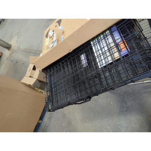 Large Dog Crate, 48 Inch Dog Cage Dual Door Metal Dog Cage with Divider Panel, Leak-Proof Pan, Indoor Outdoor Folding Pet Dog Kennel for Large Pet Animals