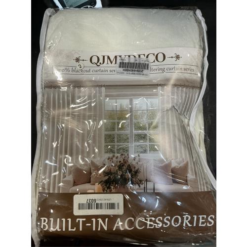 Cream White Blackout Drapes 96 Inches Long 2 Panels, Linen Room Darkening Fabric Thick for Bedroom Viral Pinch Pleated Window Curtains 96 Inches Long with Hooks Sound Deadening Insulated Thermal Cute