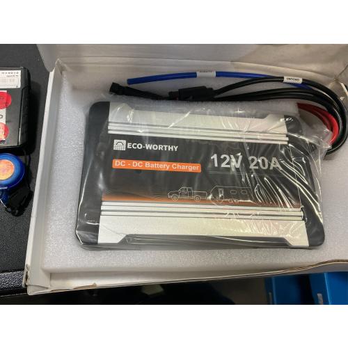 ECO-WORTHY 12V 20A DC to DC Charger with Solar Charge Controller Built-in,2 in 1 On-Board Battery Charger with MPPT LiFePO4 Lithium Battery Gel AGM, Multi-Stage Charging for Solar Panel Alternator