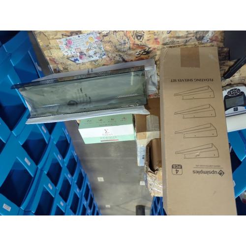 upsimples Acrylic Shelves for Wall Decor, 15 Display Shelf Perfume Organizer for Bathroom, Bedroom, Living Room, Floating Bookshelves for Kids, Clear Black, 4 Pack