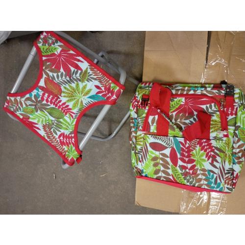 7-piece Garden Tool Set with Tote and Folding Stool Seat