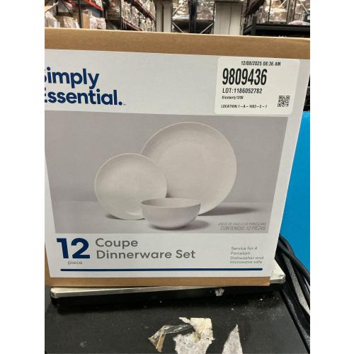 Simply Essential Coupe 12-Piece Dinnerware Set in White