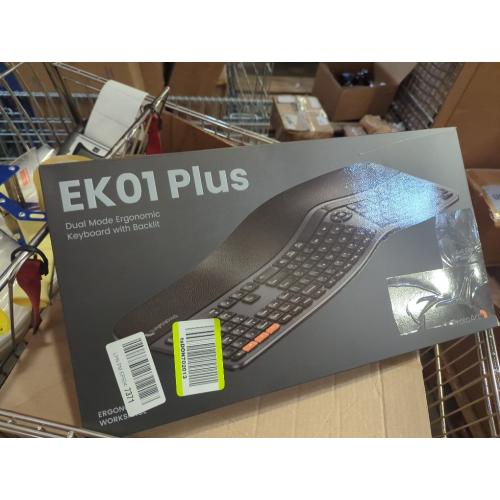 ProtoArc Backlit Bluetooth Ergonomic Keyboard, EK01 Plus Full Size Wireless Split Keyboard with Dual Bluetooth and USB, Cushioned Wrist Rest, Rechargeable, Compatible with Windows/Mac/Android, Black