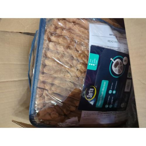 Serta Electric Blanket, Soft, Ribbed, Plush Heating Blanket King for Office, Couch, 1-12 hr Auto Shut Off Timer, 10 Lv Heating, ETL Certified, King 100x90 Chestnut Brown