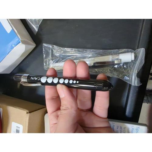 CAVN Pen Light with Pupil Gauge LED Penlight for Nurses Doctors, 2 Pcs Reusable Medical Penlight for Nursing Students (Black/White)