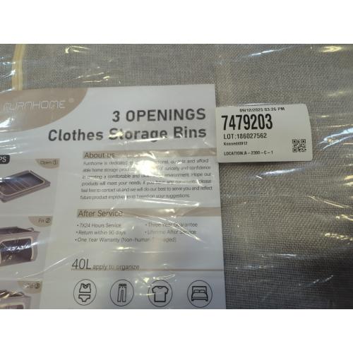 3 Pcs,Light Grey,66L 3 Opeings Large Clothes Storage Bins with Metal Frame, Foldable Storage Bin for Clothes, Clothing Storage Bins with Lid, Linen Storage Box With Clear Window＆ Zippers＆ Handles.(3 Pcs,Light Grey,66L)