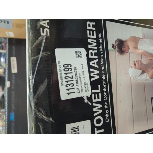 SAMEAT Heated Towel Warmers for Bathroom - Large Towel Warmer Bucket, Wood Handle, Auto Shut Off, Fits Up to Two 40X70 Oversized Towels, Gray