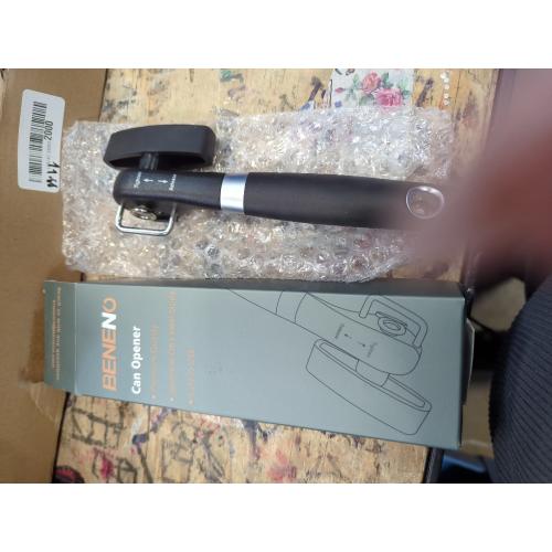 Can Opener, Safe Side Cut Manual Can Opener with Durable Sharp Blade, Smooth Edge Cutting, Effortless Big Knob, Comfortable Grip Handle, Black