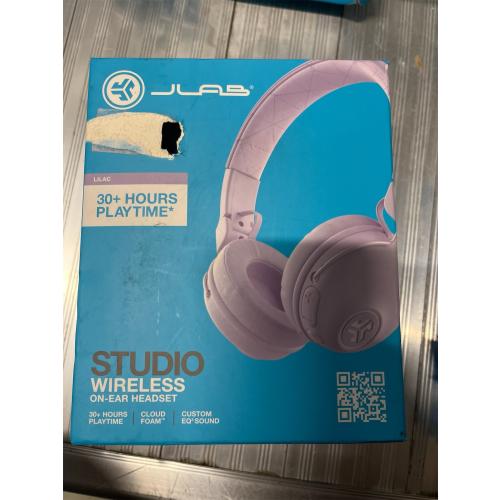 JLab Studio Wireless On-Ear Headphones, White, 30  Hour Bluetooth 5 Playtime, EQ3 Sound, Ultra-Plush Faux Leather & Cloud Foam Cushions, Track and Volume Controls