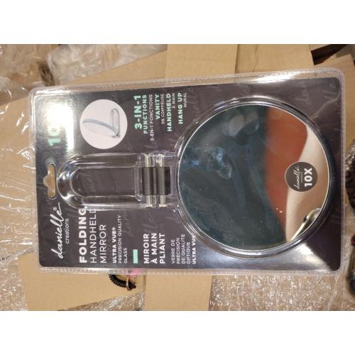 Danielle Creations 5.5-Inch Folding 2-Sided Hand Mirror, 10x Magnification, Acrylic