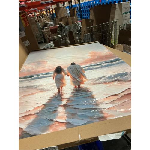 Jesus Canvas Wall Art Jesus Woman Walking on Water Wall decor pictures Religious Coastal Painting Christian poster prints for living room bedroom Home Decoration Ready to hang (24inx36in Canvas)