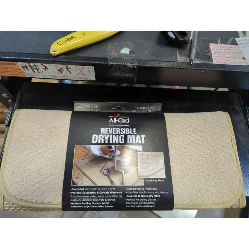 Cappuccino 16x28 All-Clad Premium Reversible Dish Drying Mat for Kitchen: 16 x 28 Ultra-Absorbent, Long-Lasting, No Condensation, and Oversized for Large Pots and Pans - 1 Pack, Cappuccino