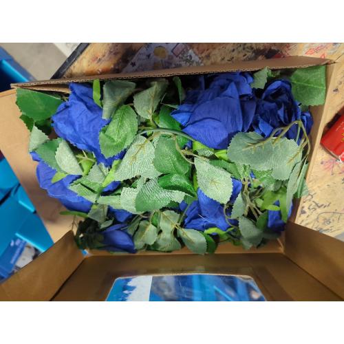Huata 3PCS 6.56Ft Artificial Rose Flower Silk Vine Hanging Wedding Decor Garlands Home Outdoor Indoor Decor Flower (Blue)